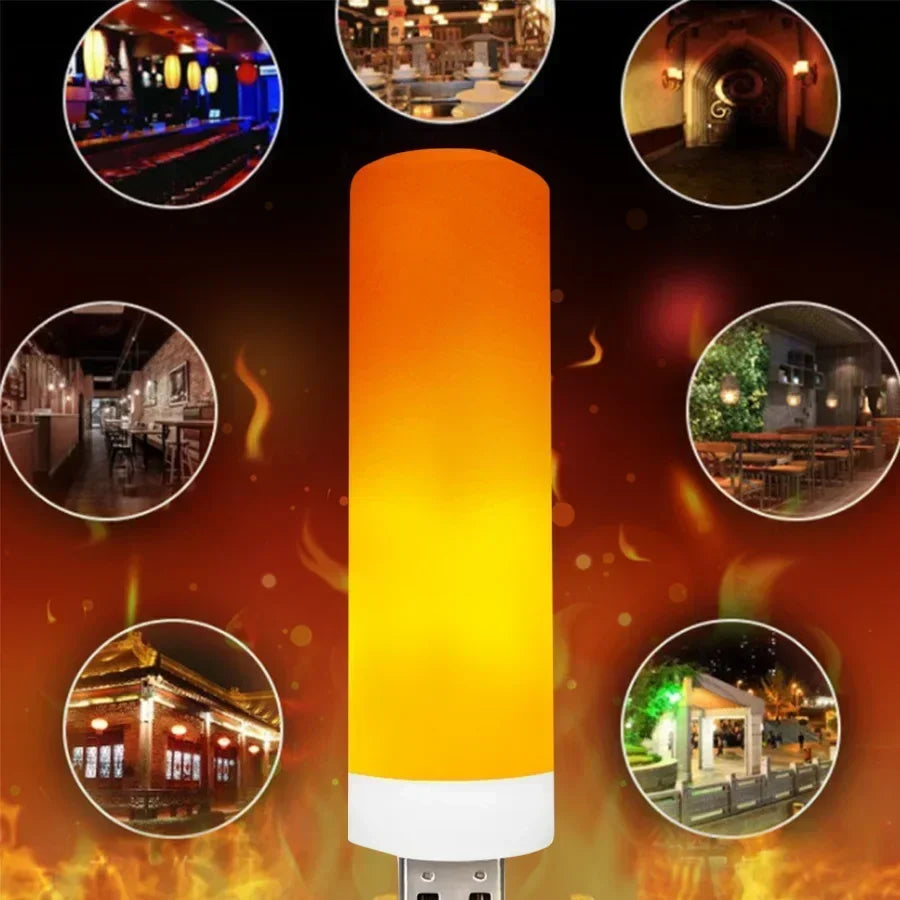 LED Flame Bulb — Realistic Flickering Fire Effect, USB Powered | VibeLux