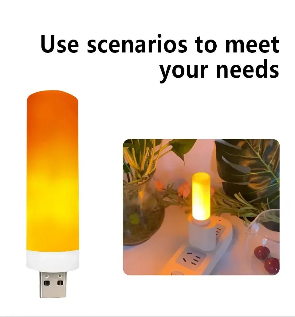 LED Flame Bulb — Realistic Flickering Fire Effect, USB Powered | VibeLux
