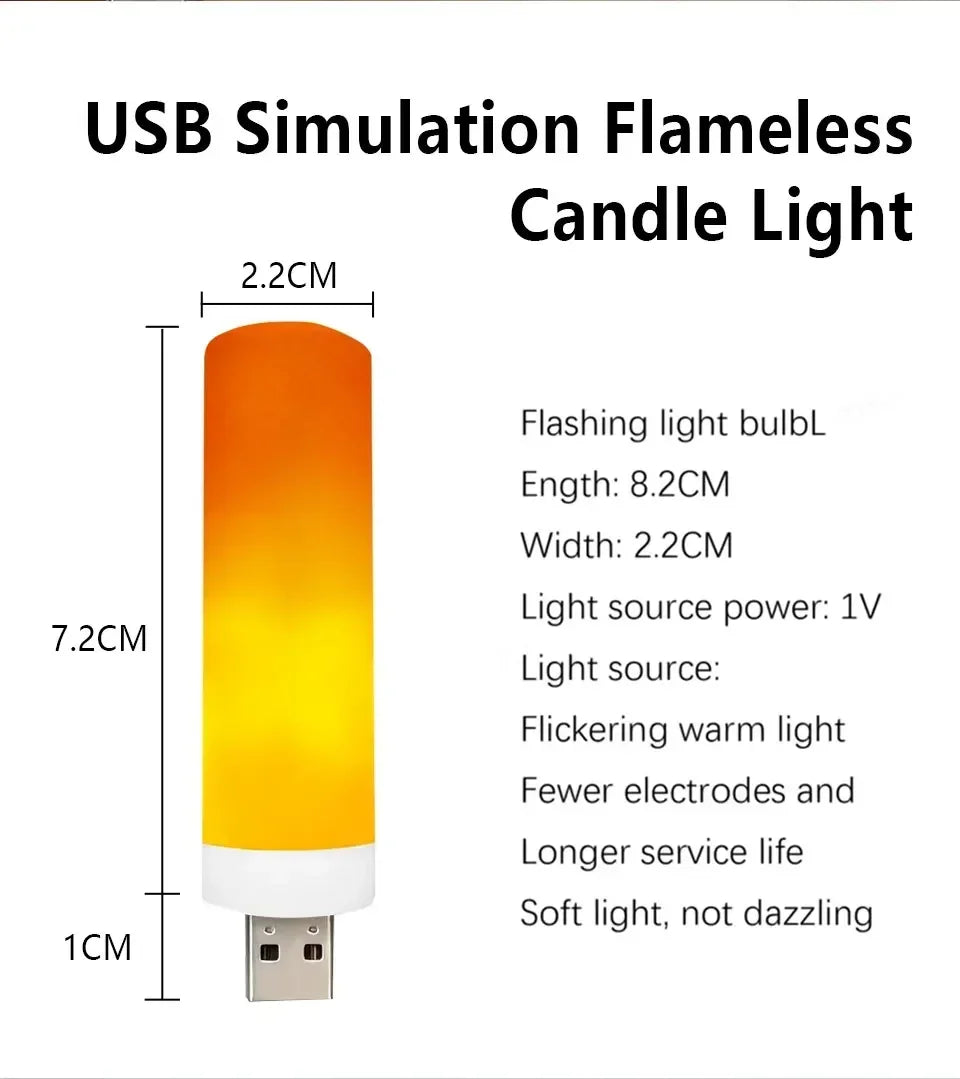 LED Flame Bulb — Realistic Flickering Fire Effect, USB Powered | VibeLux