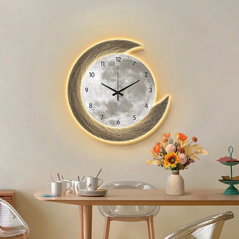 LED Moon Wall Clock — Silent Glowing Room Decor | VibeLux