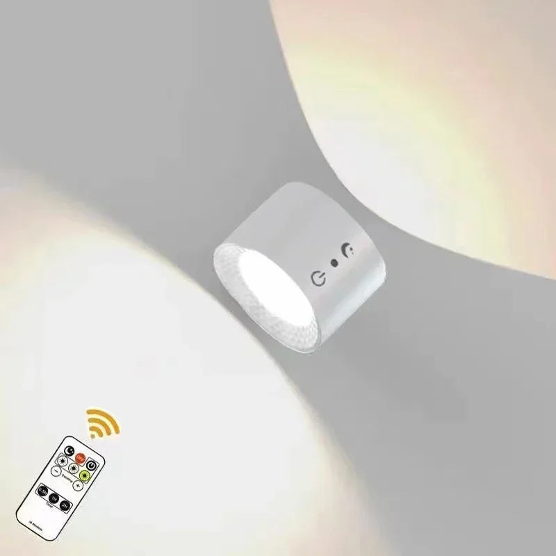 Wireless Magnetic Wall Lamp – 360° Rotating LED Reading Light with Remote Control