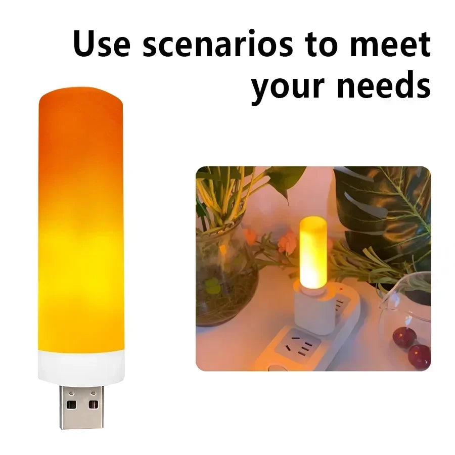 LED Flame Bulb — Realistic Flickering Fire Effect, USB Powered | VibeLux