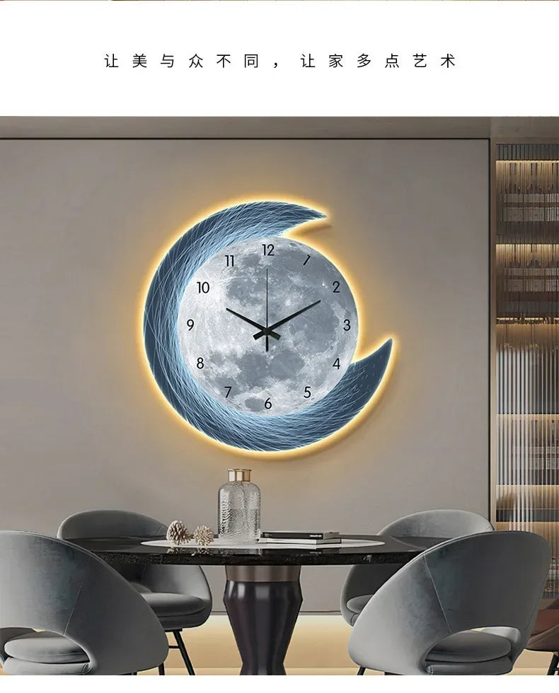 LED Moon Wall Clock — Silent Glowing Room Decor | VibeLux