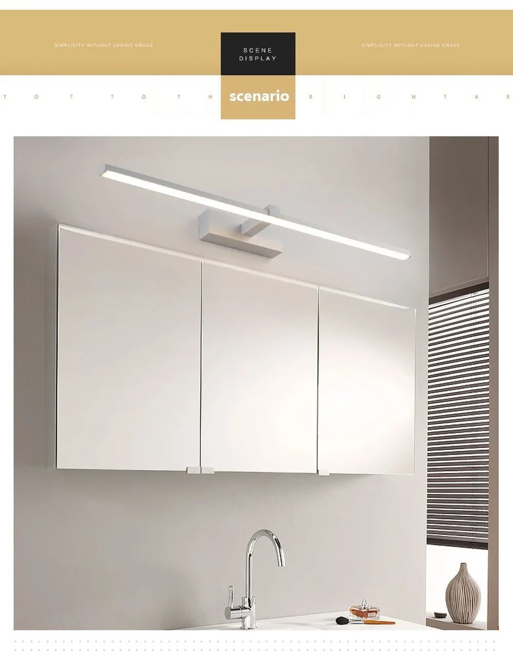Modern LED Mirror Light – Bathroom Vanity Wall Lamp (Black/White, 40cm & 60cm)