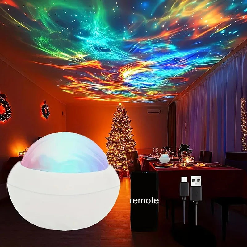 Northern Lights Galaxy Projector – RGB Aurora Night Light with Remote Control