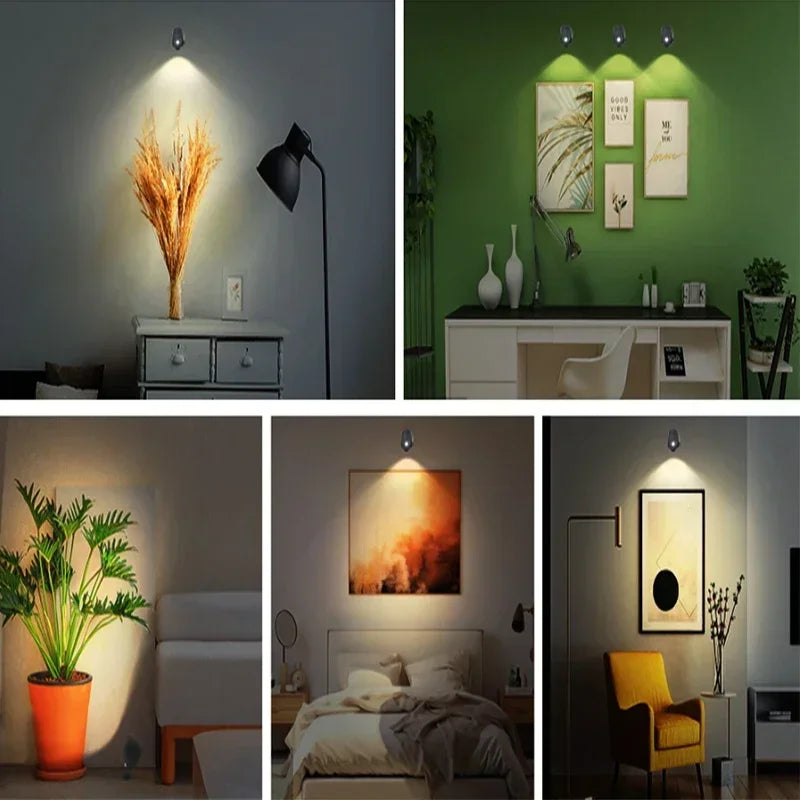 Wireless Magnetic Wall Lamp – 360° Rotating LED Reading Light with Remote Control