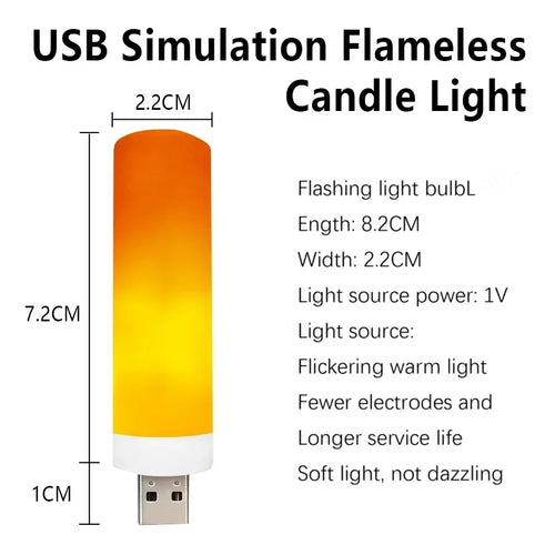 LED Flame Bulb — Realistic Flickering Fire Effect, USB Powered | VibeLux