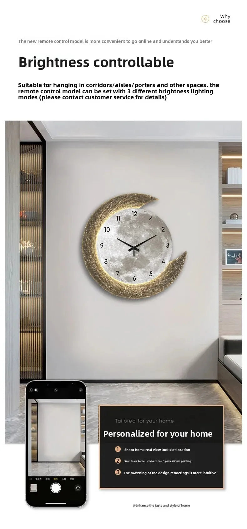 LED Moon Wall Clock — Silent Glowing Room Decor | VibeLux