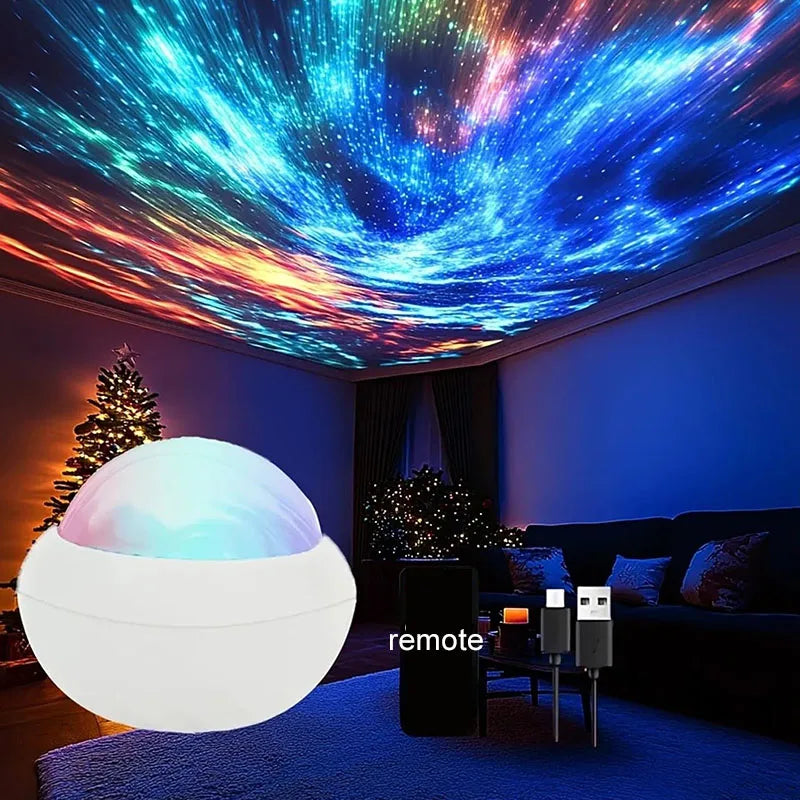 Northern Lights Galaxy Projector – RGB Aurora Night Light with Remote Control