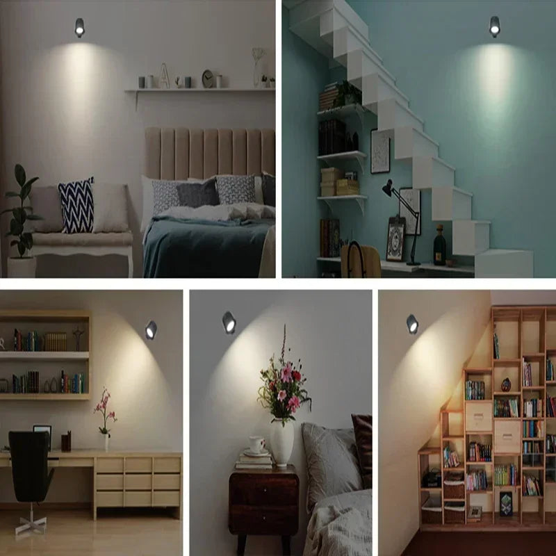 Wireless Magnetic Wall Lamp – 360° Rotating LED Reading Light with Remote Control