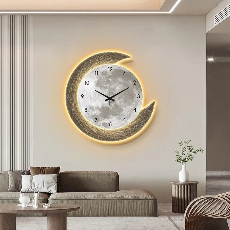 LED Moon Wall Clock — Silent Glowing Room Decor | VibeLux
