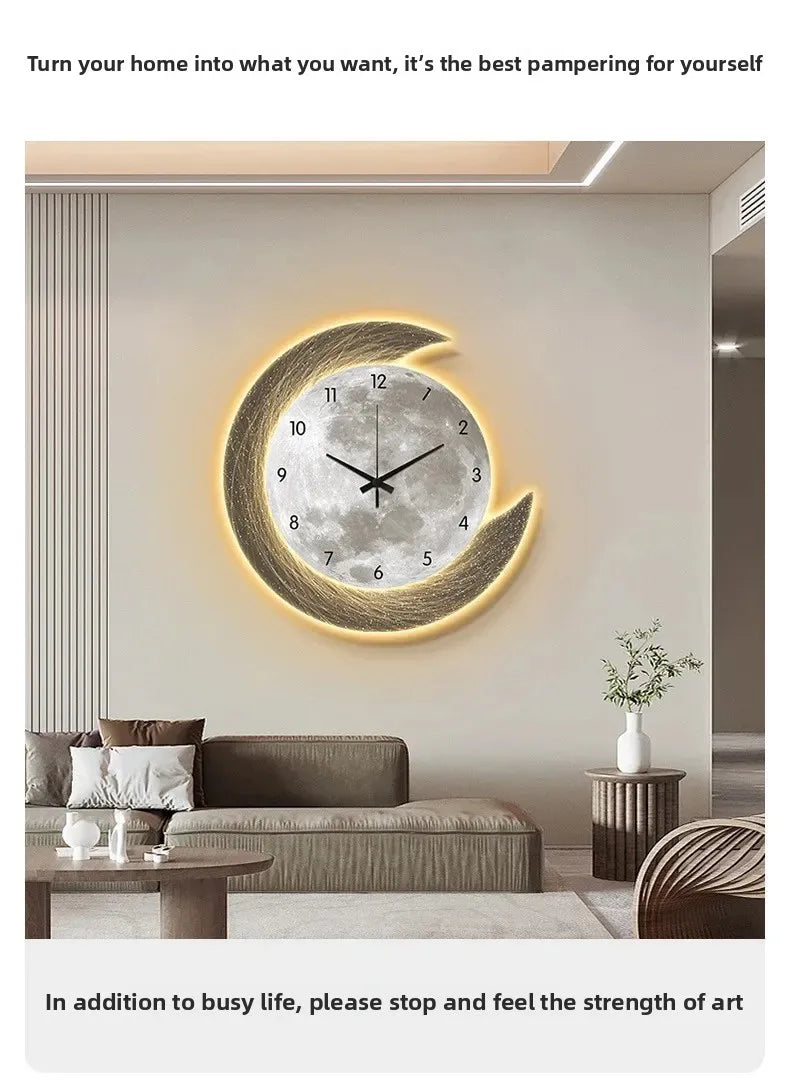 LED Moon Wall Clock — Silent Glowing Room Decor | VibeLux
