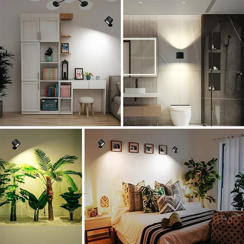 Wireless Magnetic Wall Lamp – 360° Rotating LED Reading Light with Remote Control