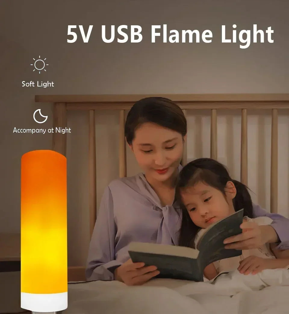 LED Flame Bulb — Realistic Flickering Fire Effect, USB Powered | VibeLux