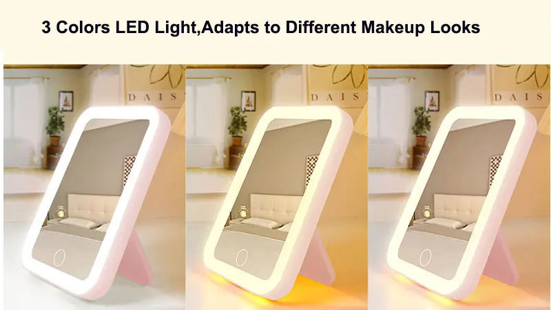LED Vanity Mirror — 3 Color Modes, Touch Dimming & USB Rechargeable | VibeLux