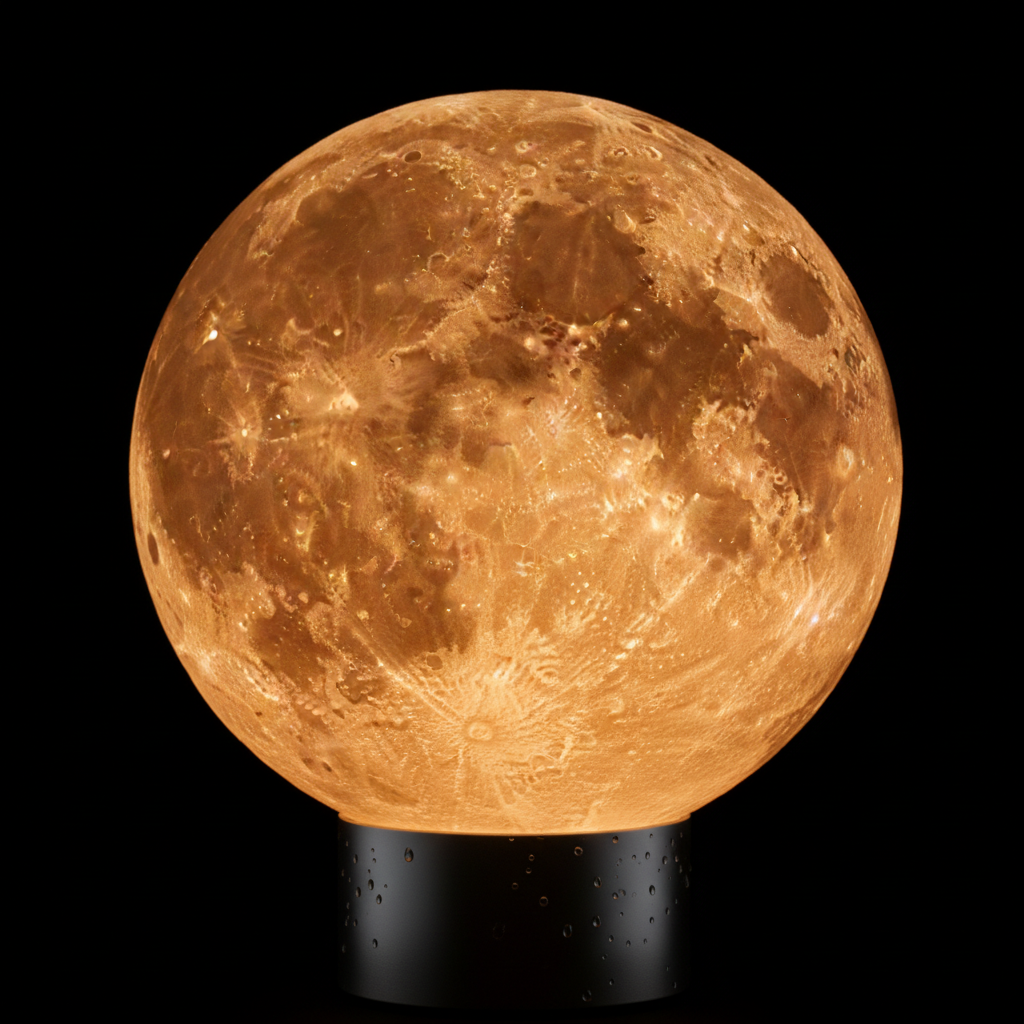 Smart Moon Lamp close up lunar surface
