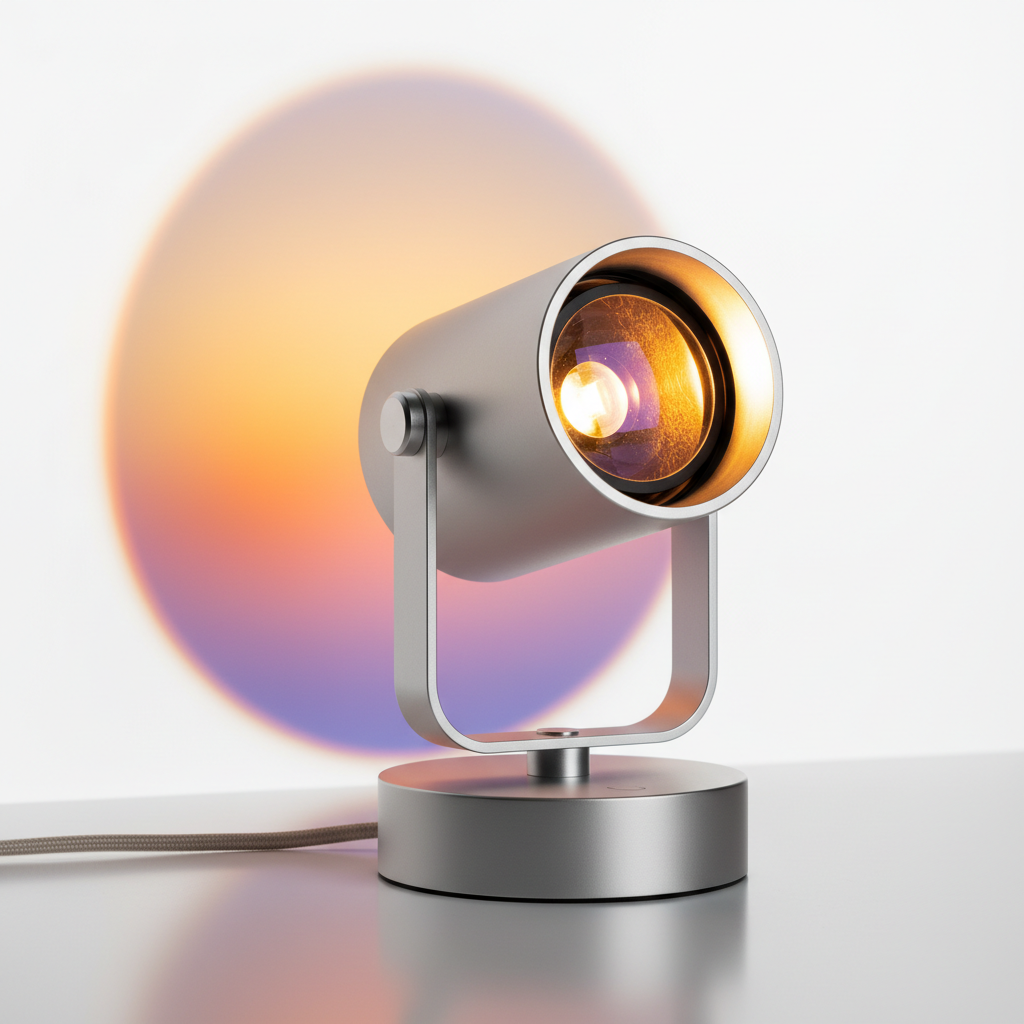Sunset projection lamp product shot on white background