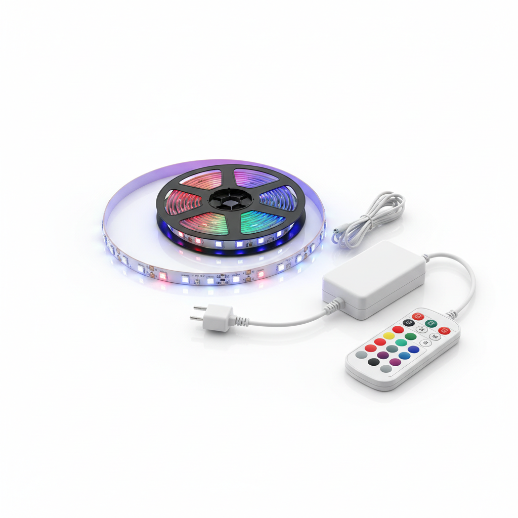 RGB LED strip roll product shot on white background